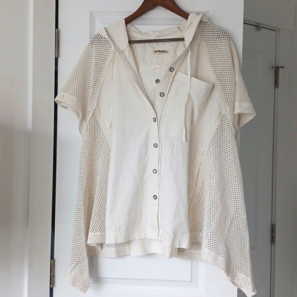NWT Free People We The Free Mesh Hooded Poncho Hoodie